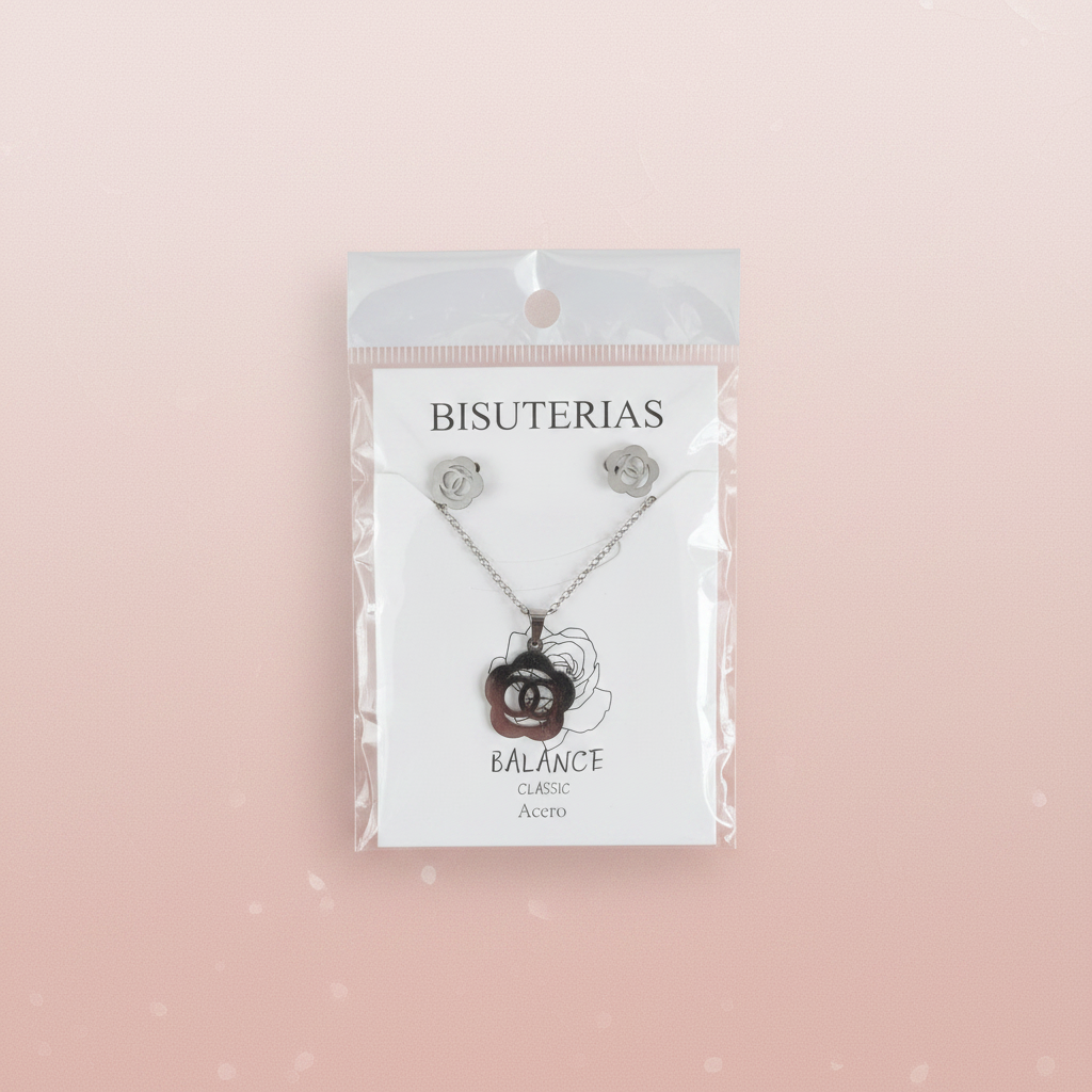 Balance Classic – Conjunto Collar y Pendientes de Acero