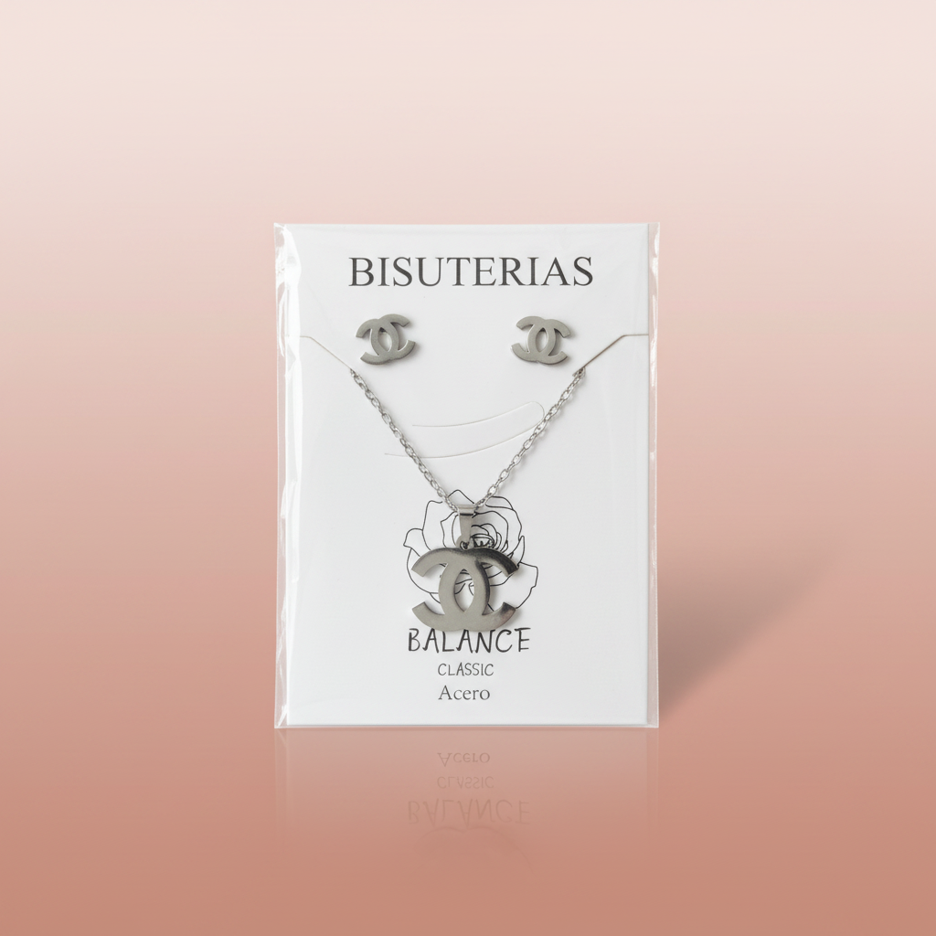 Balance Classic – Conjunto Collar y Pendientes de Acero